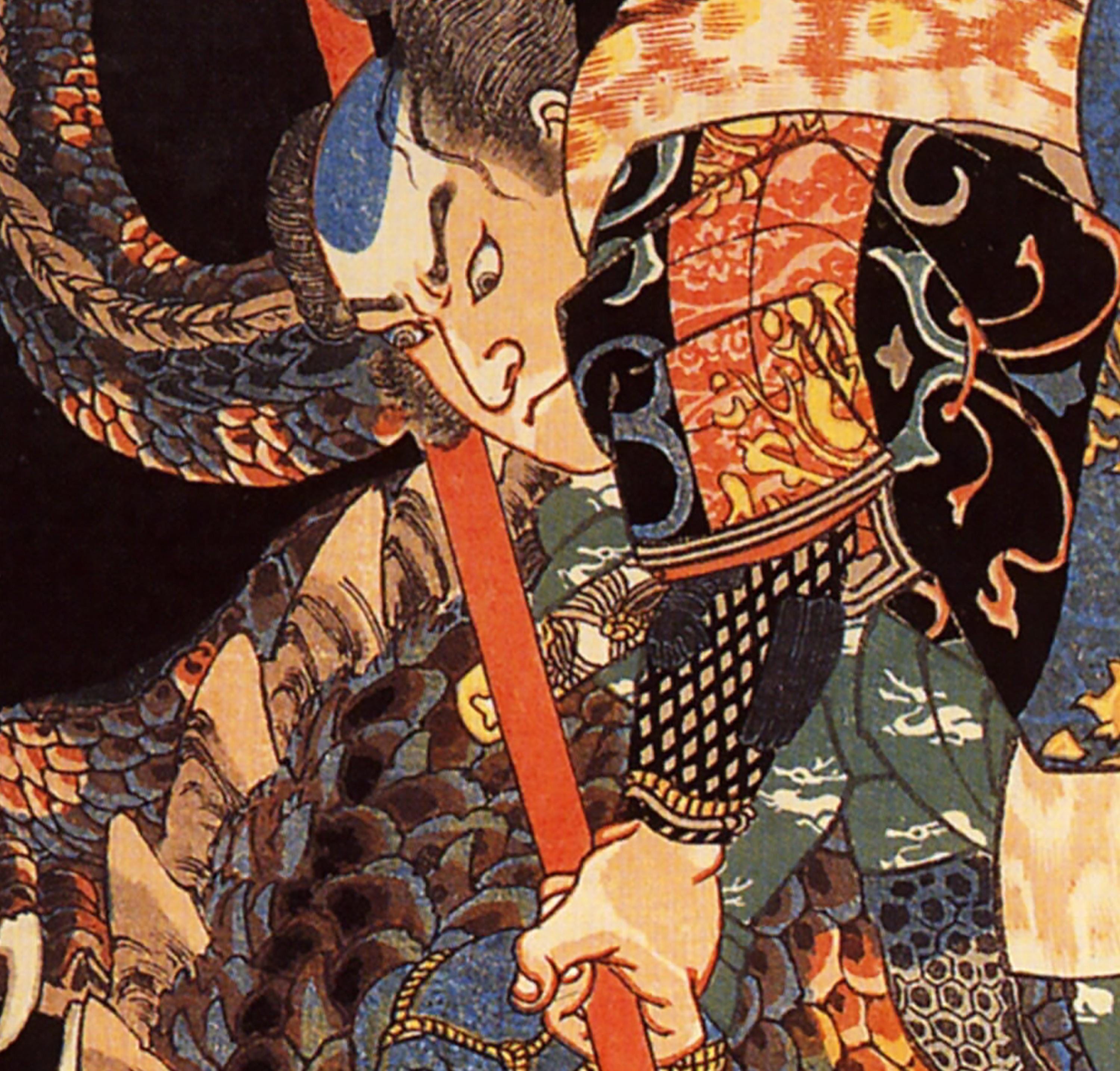 Miyamoto Musashi Killing a Giant Nue by Utagawa Kuniyoshi Poster