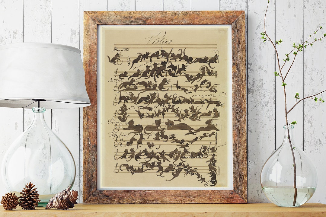 Vintage Cat Symphony Print by Moritz Von Schwind Circa 1868