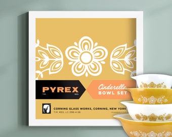 Vintage Pyrex Cinderella Box Poster Butterfly Gold, Original Pyrex Box Lithograph, Pyrex Memoribilia, Pyrex Collection, Retro Kitchen Poster
