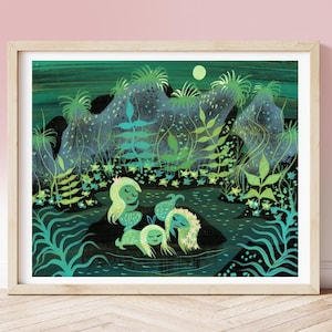 Vintage Mary Blair Druck, Mermaid Lagoon von Peter Pan circa 1950s, Kinderzimmer Kunst, illustrierte Konzeptkunst