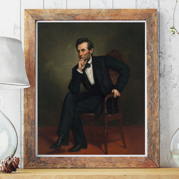 Abraham Lincoln Portrait, Antique USA President Poster Reproduction, Early American Politicians