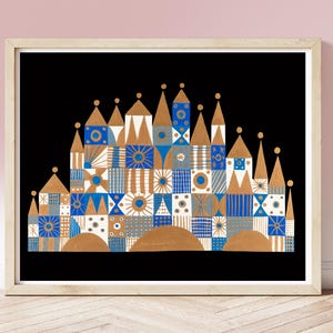 Vintage Mary Blair print, Its a Small World circa 1960s, Disneyland Park Murals, Abstract Geometric Art, illustrated abstract concept art
