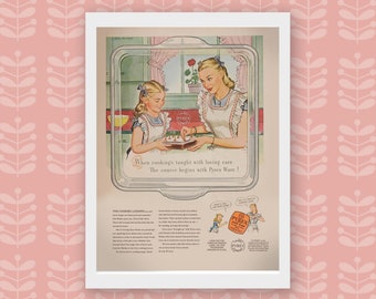 Vintage Pyrex Advertisting Poster, Pyrex Memoribilia, Pyrex Collection, Mid Century Kitchen, Retro Kitchen Poster