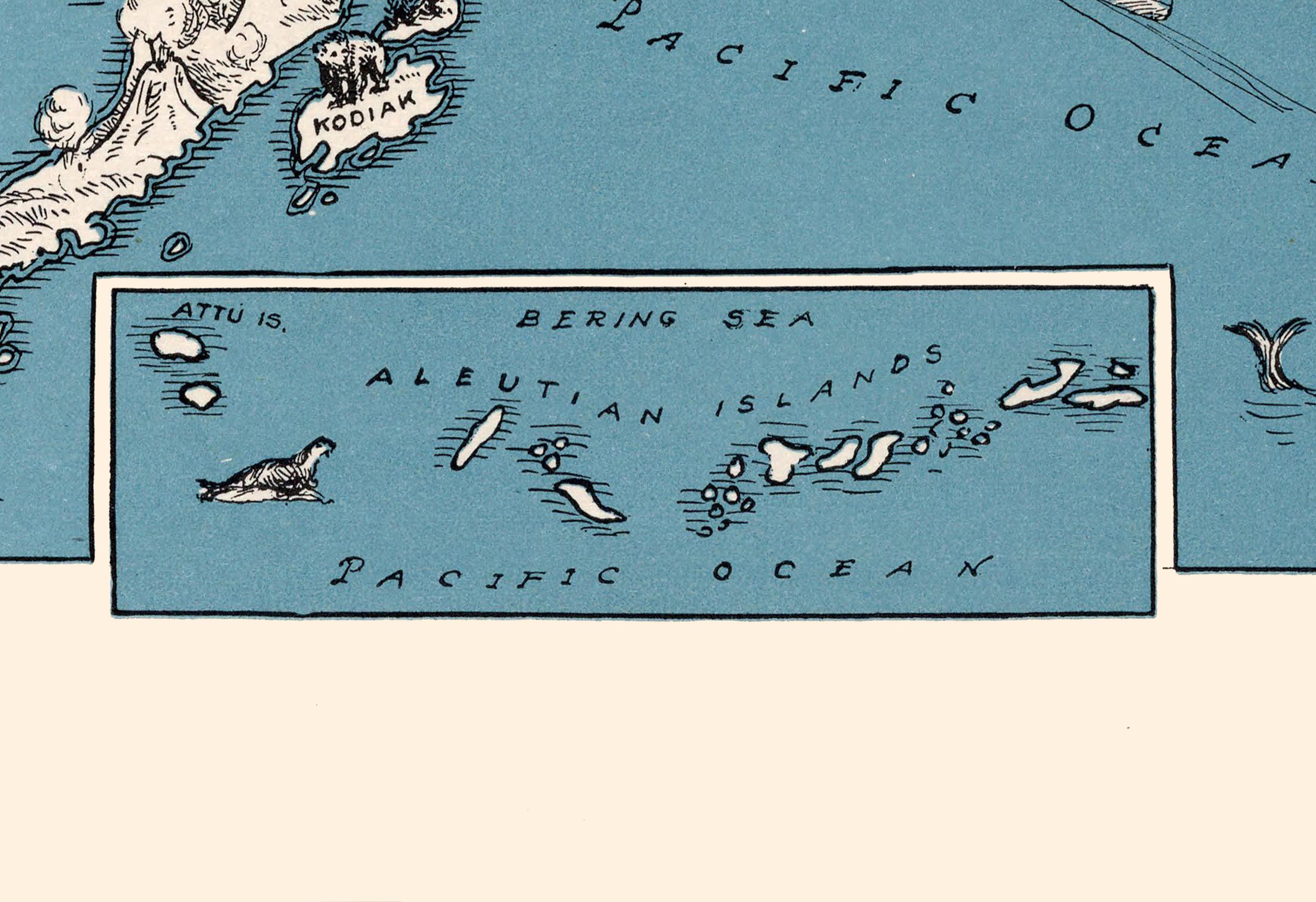 ビンテージアラスカ地図、ジュノー地図、アンカレッジ地図、1931年頃の