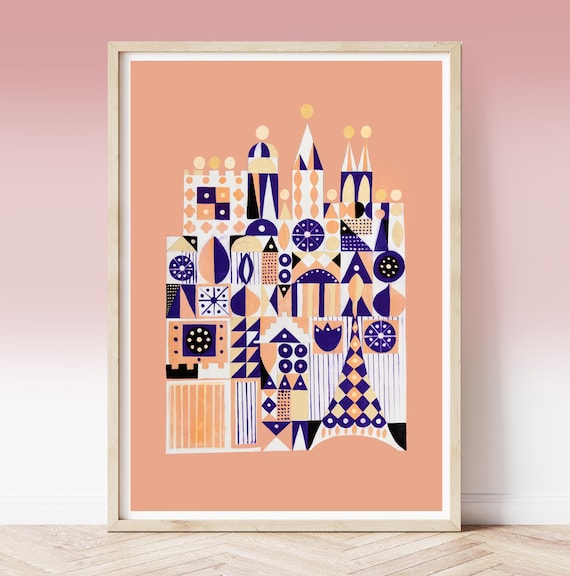 Vintage Mary Blair Print, Its a Small World Circa 1960s