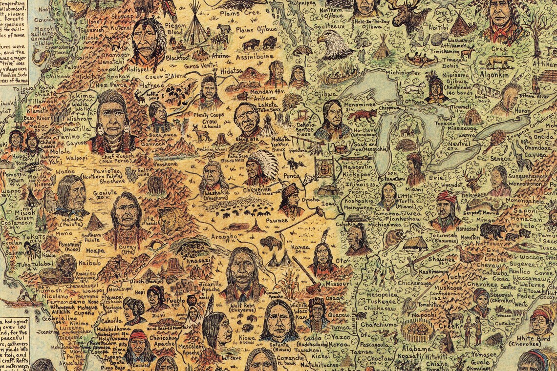 Retro Native Tribes Vintage Native Tribes of North America, Central America and the ...