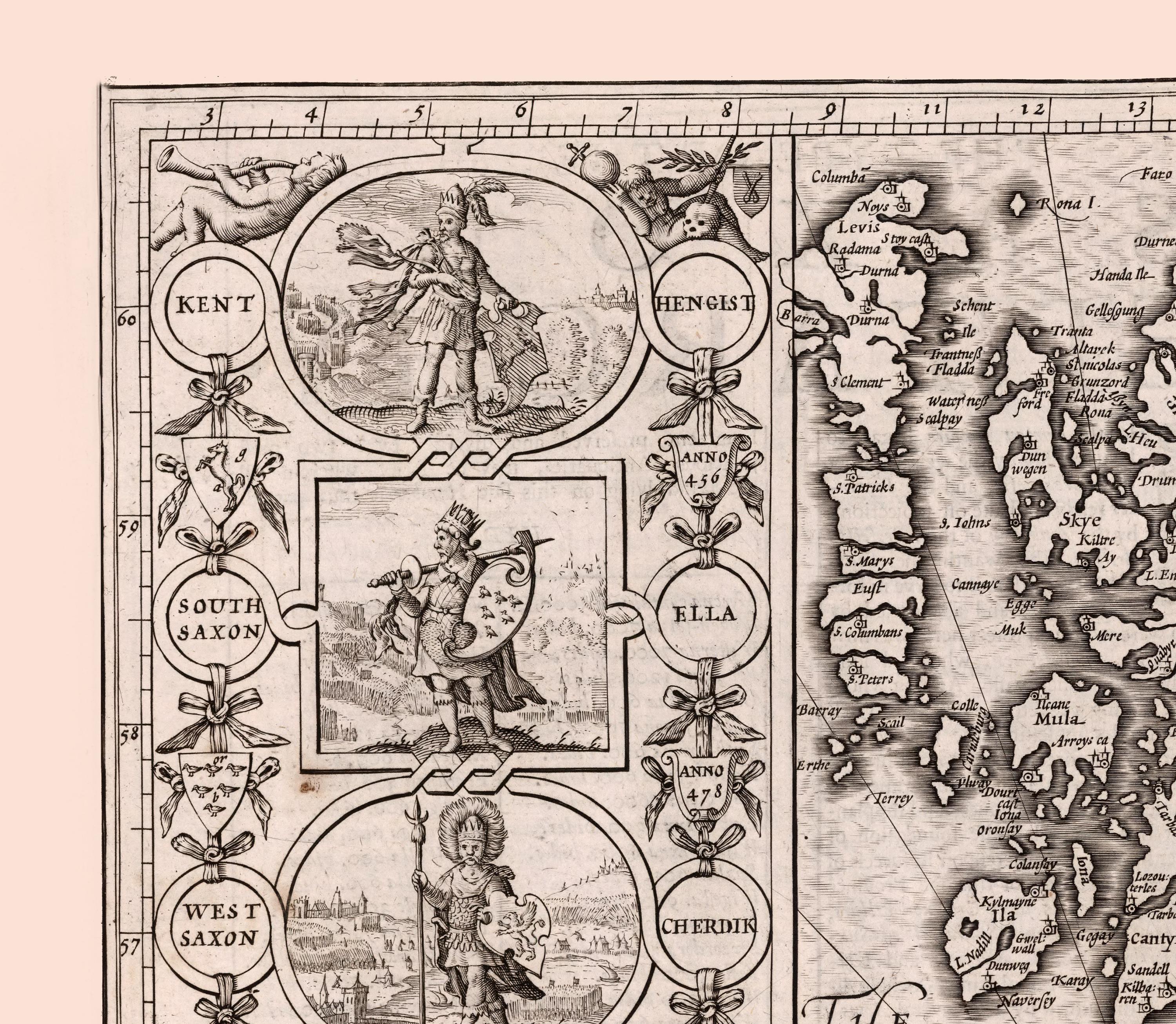 スコットランド 古地図 金色フレーム スコットランド 古地図 金色