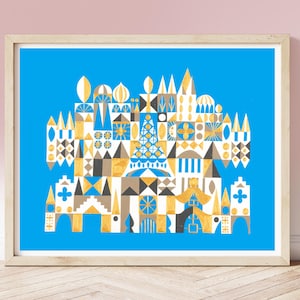 Vintage Mary Blair print, Its a Small World circa 1960s, Disneyland Park Murals, Nursery Art, illustrated abstract concept art
