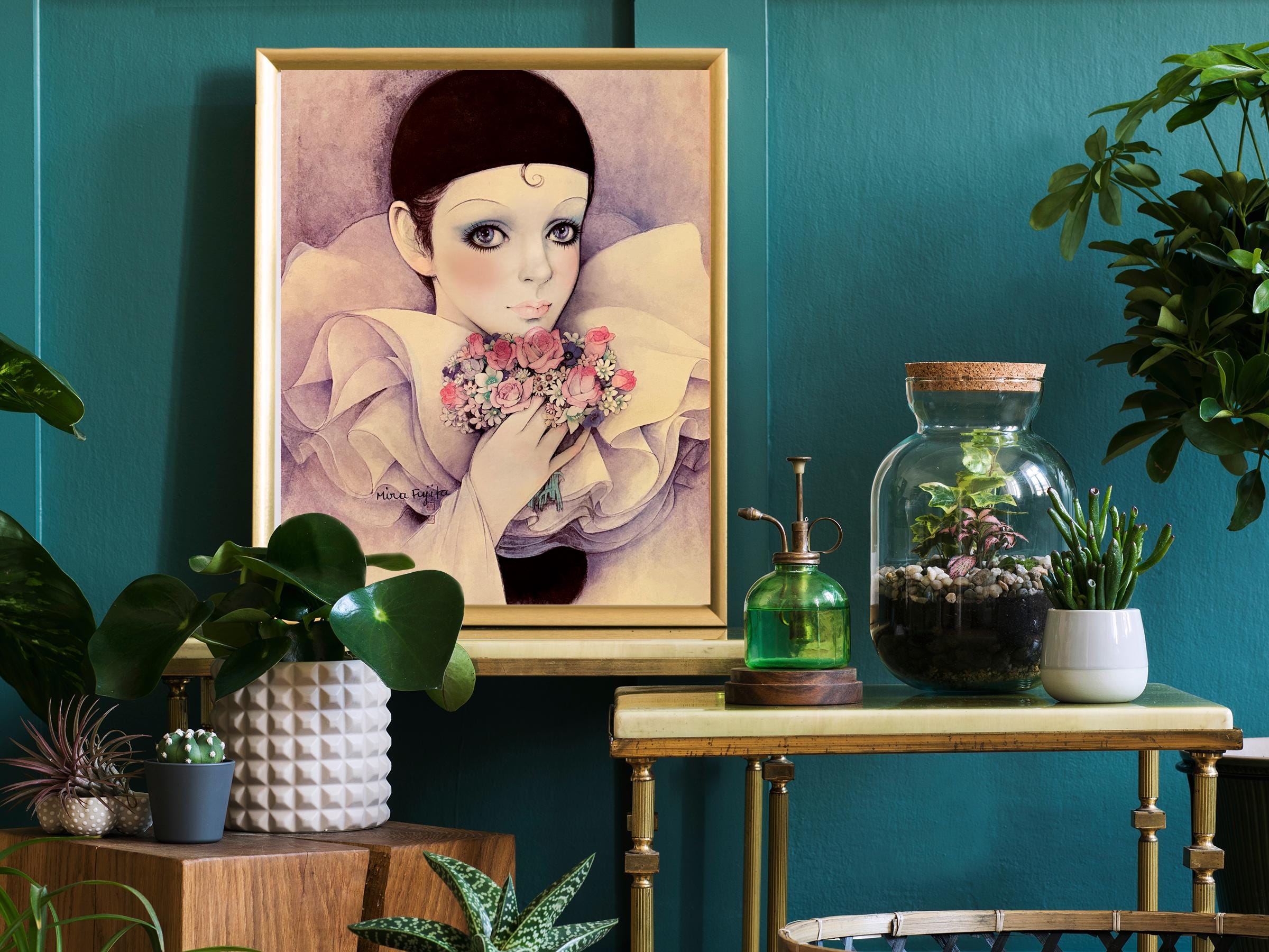 Vintage Mira Fujita Mime Poster - 1980s Pierrot Mime Art Print