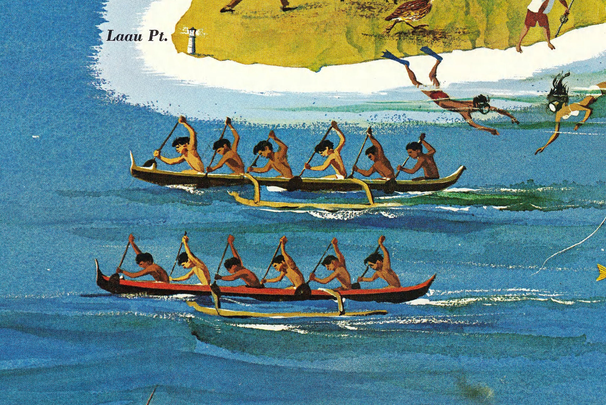 1960年代 ハワイ リネン スーベニアマップ 大判 ヴィンテージ USA