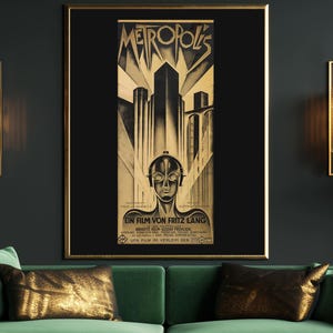 Vintage Metropolis Movie Poster, Heinz Schulz-Neudamm circa 1927, German Art Deco Print, Famous Movie Poster Metropolis by Fritz Lang