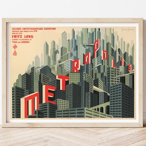 Vintage Metropolis Movie Poster, Boris Bilinsky circa 1927, German Art Deco Print, Famous Movie Poster Metropolis by Fritz Lang