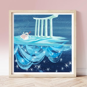 Vintage Mary Blair Print, Fee, Fee, Coach von Cinderella circa 1950, Illustration fürs Kinderzimmer, illustrierte Konzeptkunst