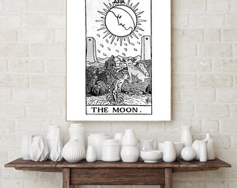 Vintage Moon Tarot Poster Print, Astrology and Mysticism Gift, Lunar Cycles, Zodiac and Fortune Telling