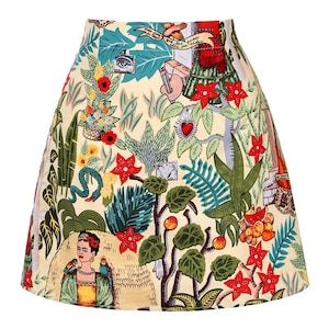 70er Vintage Style Mini Frida Rock Gelb oder Schwarz gemusterter Rock