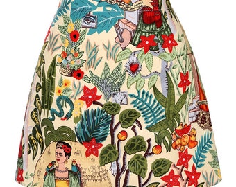 Falda Mini Frida Estilo Vintage de los años 70 Falda estampada amarilla o negra