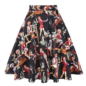 Black Pistolero Cowgirl A Line Skirt