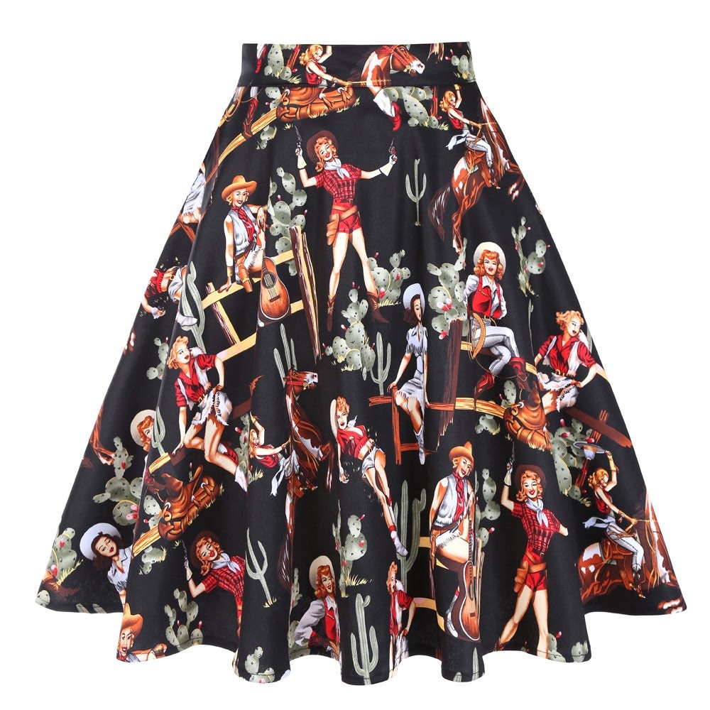 Black Pistolero Cowgirl A Line Skirt
