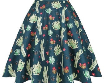 Cactus Succulent A-Line Skirt Pin-up Retro style