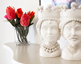 Pigna Siciliana in Ceramica di Caltagirone Verde Rame base bianca 600 - La Marchesa Ceramiche di