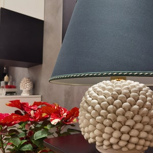Sicilian handmade, Green pine cone lamp, in authentic and precious Caltagirone ceramic, entirely handmade.