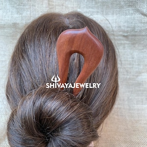 Carved Wood Simple Hair Sticks, Two Prongs Hair Fork, Wooden Hair Fork, Wood Hair Pin, For Women, For Her, Gift