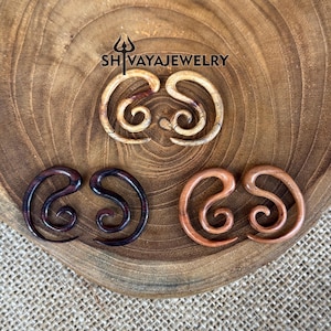 4g 6g 8g Tribal Gauge Earrings, Wood Spiral, Wood Post Earrings, Handcarved Earrings, Handmade Jewelry, Wooden Accessories, Sono Wood