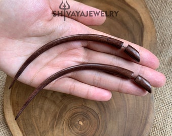 Taper Fake Gauge Earrings, Wood Post Earrings, Handcarved Earrings, Handmade Jewelry, Wood Accessories.