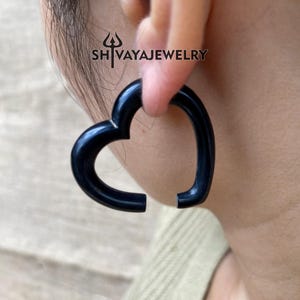 Love Fake Gauge Earrings, Hand Carved Earrings, Handmade Jewelry, Fake Gauge Horn, Horn Handmade Earrings