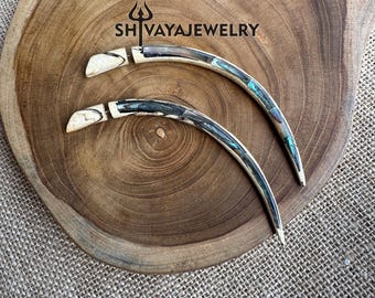 Taper Fake Gauge Earrings, Wood Post Earrings, Handcarved Earrings, Handmade Jewelry, Sea Shell Taper Gauges, Wood Accessories.