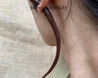 Taper Fake Gauge Earrings, Wood Post Earrings, Handcarved Earrings, Handmade Jewelry, Wood Accessories.