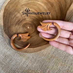 Simple Wood Earrings, Sono Wood, Tribal Gauges, Handmade Fake Gauge, Hand Carved Earrings, Fake Gauges
