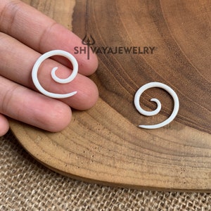 2mm ( 10g ) Spiral Gauge Earrings, Bone Earrings, Handcarved Earrings, Handmade Jewelry