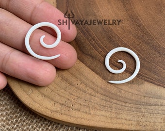 2mm ( 10g ) Spiral Gauge Earrings, Bone Earrings, Handcarved Earrings, Handmade Jewelry