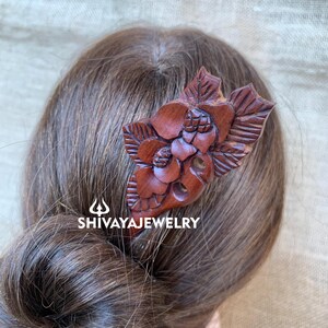 Carved Wooden Flower Hair Sticks, One Prong Hair Fork, Wooden Hair Fork, Wood Hair Pin, For Women, For Her, Gift