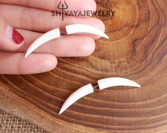 Tribal Fake Gauge Earrings, Bone Post Earrings, Handcarved Earrings, Handmade Jewelry, Bone Accessories.
