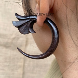 Simple Wood Earrings, Sono Wood, Tribal Gauges, Handmade Fake Gauge, Hand Carved Earrings, Fake Gauges