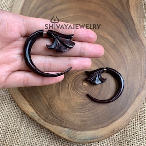 Simple Wood Earrings, Sono Wood, Tribal Gauges, Handmade Fake Gauge, Hand Carved Earrings, Fake Gauges