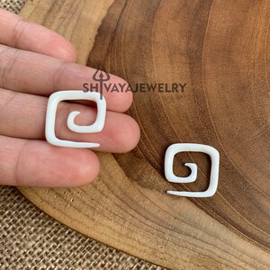 3mm ( 8g ) Spiral Gauge Earrings, Bone Earrings, Handcarved Earrings, Handmade Jewelry