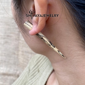 Taper Fake Gauge Earrings, Wood Post Earrings, Handcarved Earrings, Handmade Jewelry, Wood Accessories.