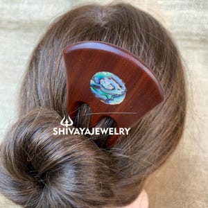 Carved Simple Wood Hair Sticks With Shell, Three Prongs Hair Fork, Wooden Hair Fork, Wood Hair Pin, For Women, For Her, Gift