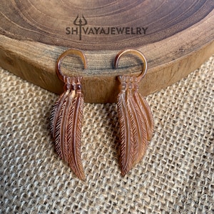2,5mm ( 10g ) ( 12g ) Feather Horn Gauge Earrings, Handmade Horn Jewelry, Hand Carved Earrings, Horn Accessories, Horn Piercing