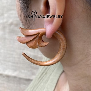 Simple Wood Earrings, Sono Wood, Tribal Gauges, Handmade Fake Gauge, Hand Carved Earrings, Fake Gauges