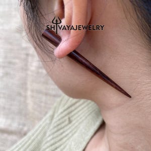 Taper Fake Gauge Earrings, Wood Post Earrings, Handcarved Earrings, Handmade Jewelry, Wood Accessories.