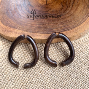 Simple Fake Gauge Earrings, Wood Post Earrings, Handcarved Earrings, Handmade Jewelry, Wooden Accessories.