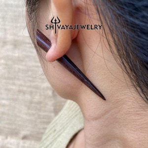 Taper Fake Gauge Earrings, Wood Post Earrings, Handcarved Earrings, Handmade Jewelry, Wood Accessories.
