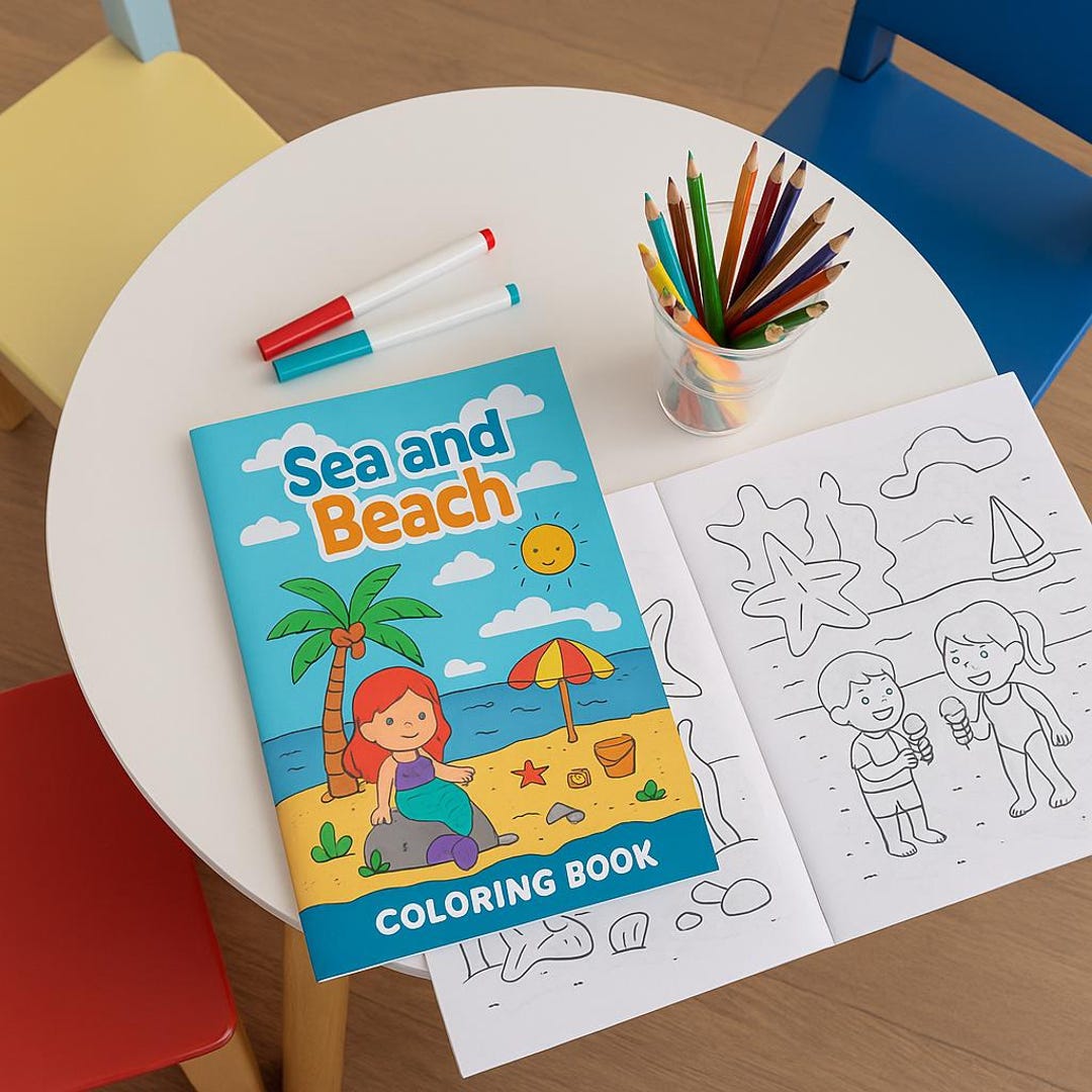 Kids Beach & Ocean Coloring Book – Summer Fun, Sea Animals and Sand ...