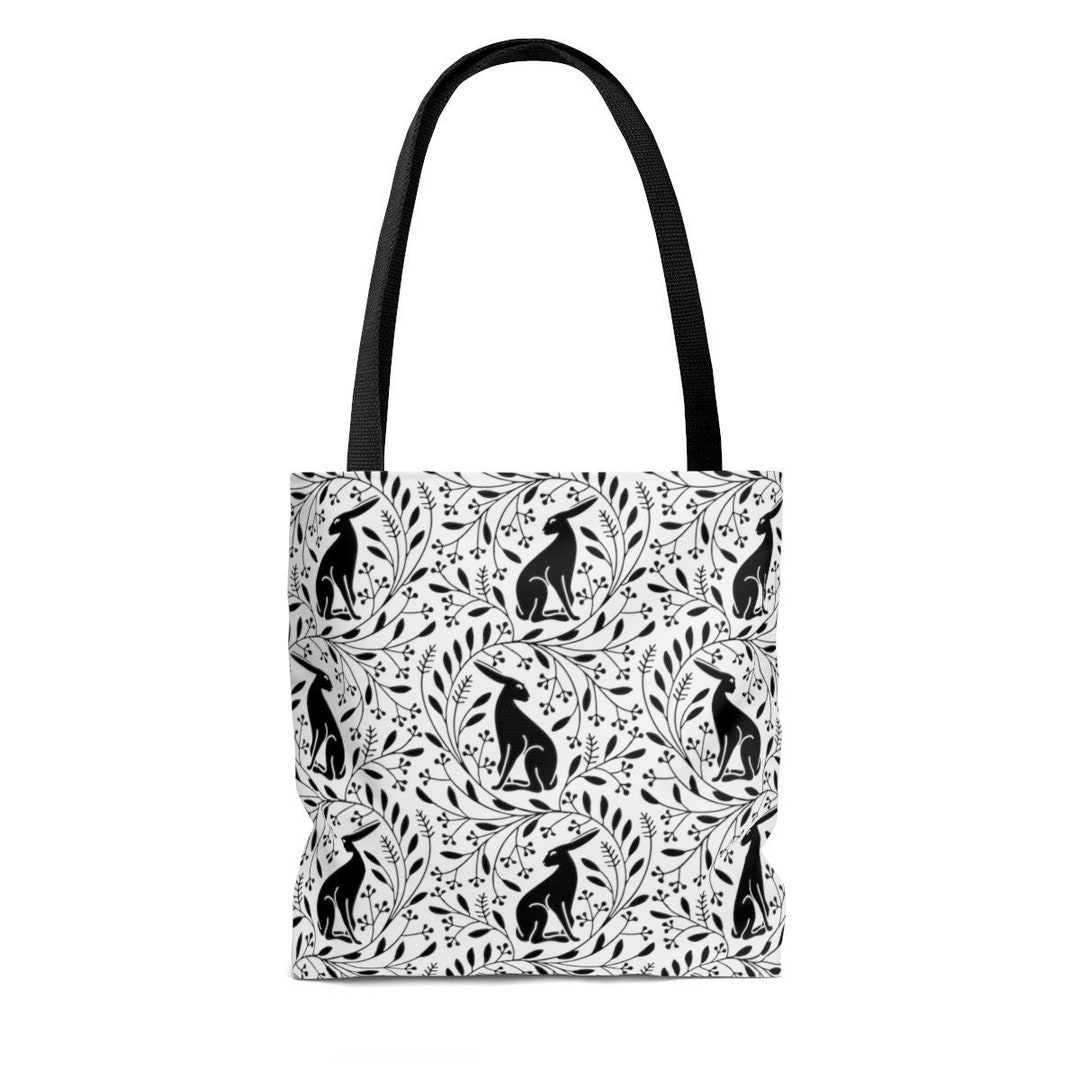Black and White Forest Rabbits Tote Bag - Etsy
