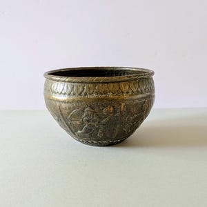 Antique Brass Pot, 19th Century Indian Offering Bowl