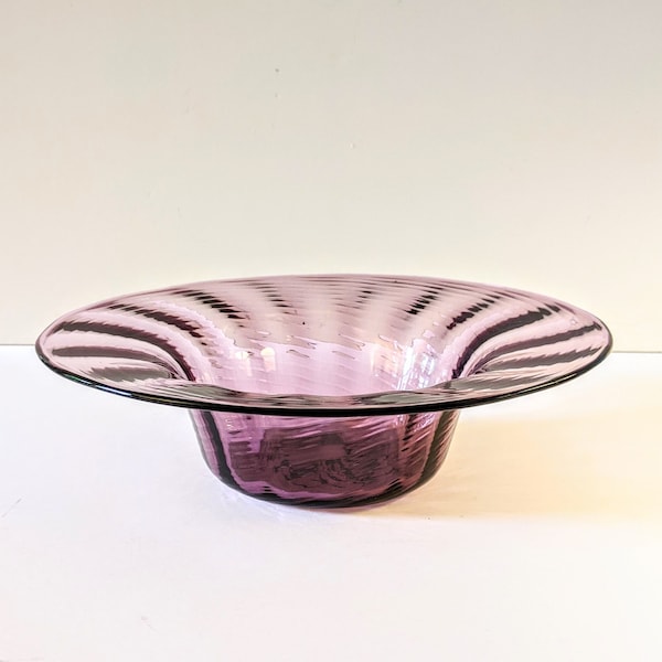 Vintage rare glass bowl, 1930s, amethyst color, Barnaby Powell for Whitefriars, collectible glass.
